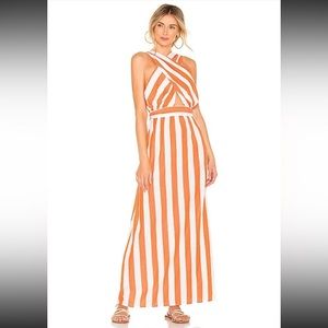 NWT! Mara Hoffman Swim Rosario Dress Cover Up Orange White Stripe Cotton Maxi XS